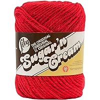 Lily Sugar 'N Cream The Original Solid Yarn, 2.5oz, Medium 4 Gauge, 100% Cotton - Red - Machine Wash & Dry