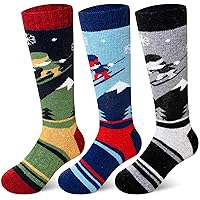 SeeyAN Kids Ski Socks Merino Wool Thermal Winter Socks Boys Girls Warm SnowBoarding Thick Skiing Socks 3 Pairs