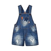 KIDSCOOL SPACE Baby & Little Boys/Girls Big Bib Pocket Summer Denim Shortalls,Jean Short Overalls