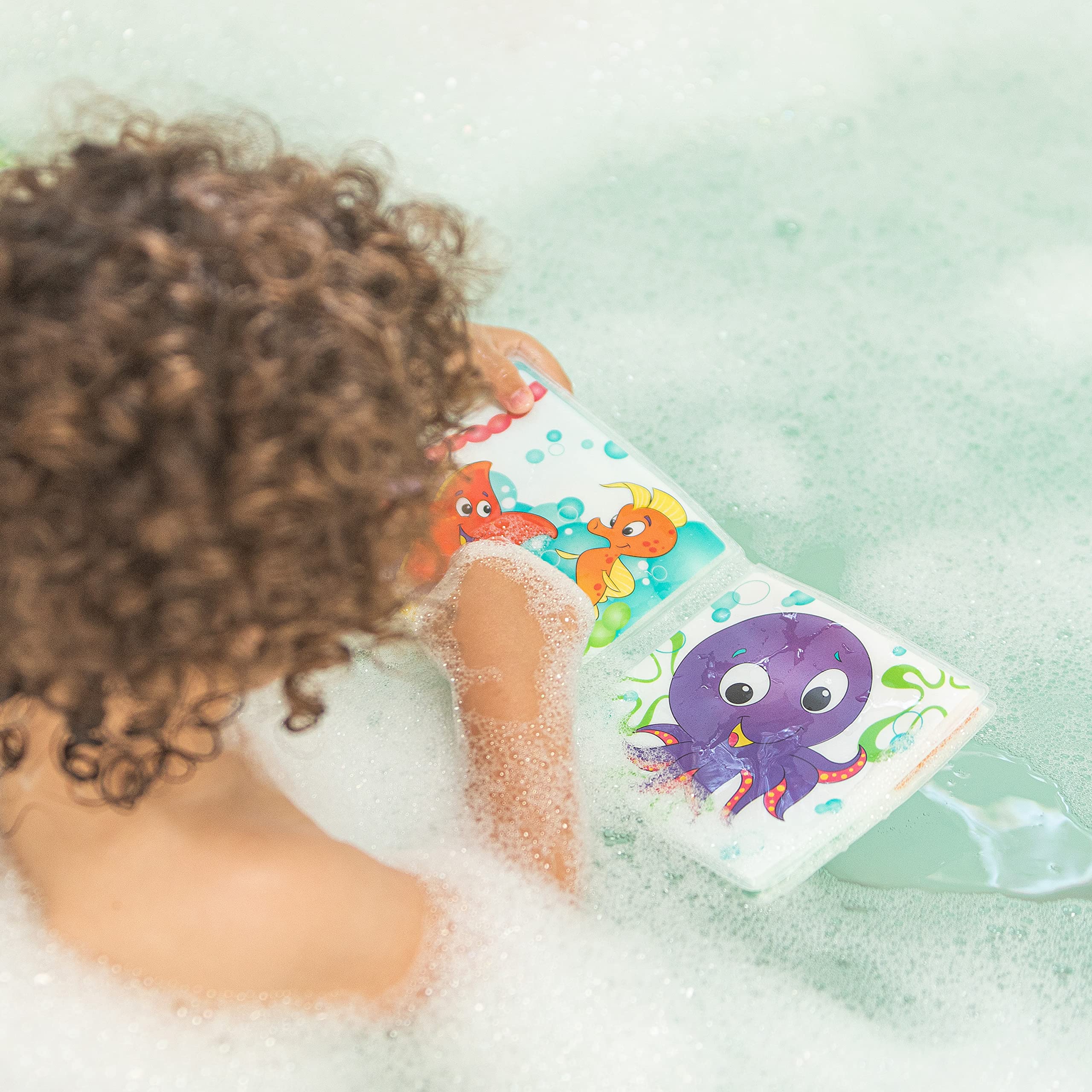 Nuby Bath Fun Time Book with Water-Proof Pages and Surprise Squeaker, Early Education, 0 M+