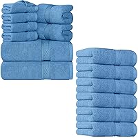 Utopia Towels Bundle Pack of 14-2 Bath Towels, 4 Washcloths, 8 Hand Towels- 600 GSM Ring spu Cotton- Ultra Soft and Highly Absorbent- Versatile- Perfect for Home, Hotel, Spa, Restaurants (Electric B