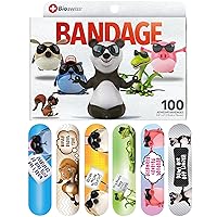 BioSwiss Bandages, Assorted Animal Shaped Variety Self Adhesive Bandage, Latex Free Sterile Wound Care for Kids and Adults, 100 Count