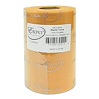 Expo International Decorative Matte Tulle, Roll/Spool of 6 Inches X 100 Yards, Polyester-Made Tulle Fabric, Matte Finish, Lightweight, Versatile, Washable, Easy-to-Use ; Gold
