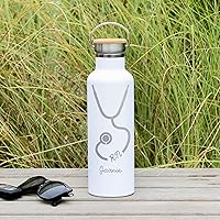 Engraved Nurse Water Bottle - 25 ounces (750ml) Premium Double Wall Insulated Vacuum Elemental Bottle - RN Gift