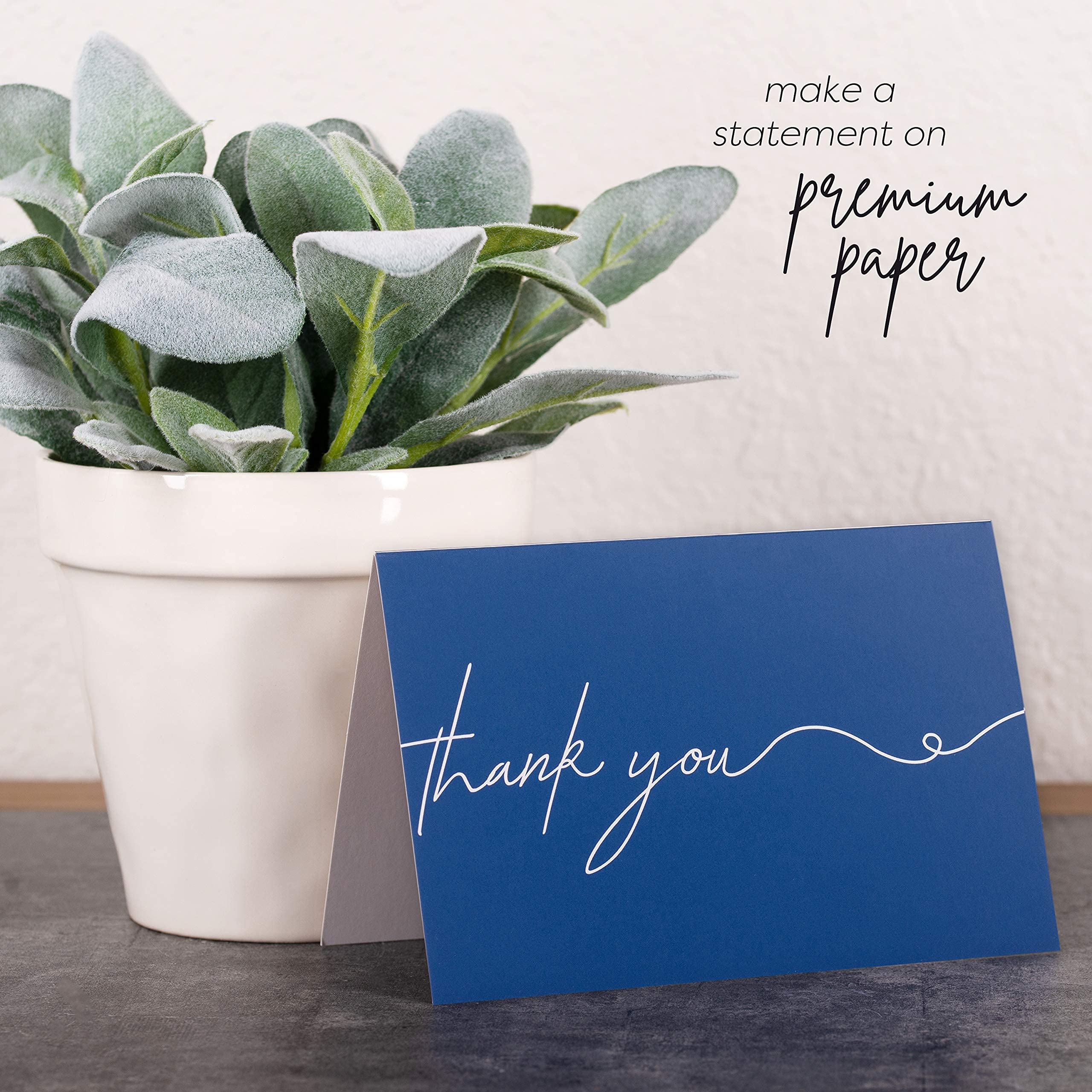 120 Thank You Notes with Envelopes Set for a Personal Touch - Blank Thank You Cards With Envelopes & Stickers - Navy Blue Personalized Bulk Thank You Cards Set - Classic, Professional & Simple - 4 x 6