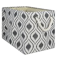 DII Polyester Container with Handles, Ikat Storage Bin, Medium, Mineral Gray