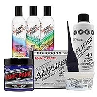 MANIC PANIC Ultra Violet Hair Dye Bundle With 40 Volume Cream Developer Bleach Kit, Prepare to Dye Clarifying Shampoo, Not Fade Away Shampoo and Keep Color Alive Conditioner (5 items)