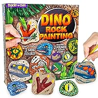 Made By Me Dino Rock Painting Kit, Paint & Display 3 Sand Fossils, Create Your Own Dinosaur Rock Art, Great Spring & Summer Activity, Dinosaur Party Idea, Outdoor Toys for Kids Ages 5, 6, 7, 8, 9