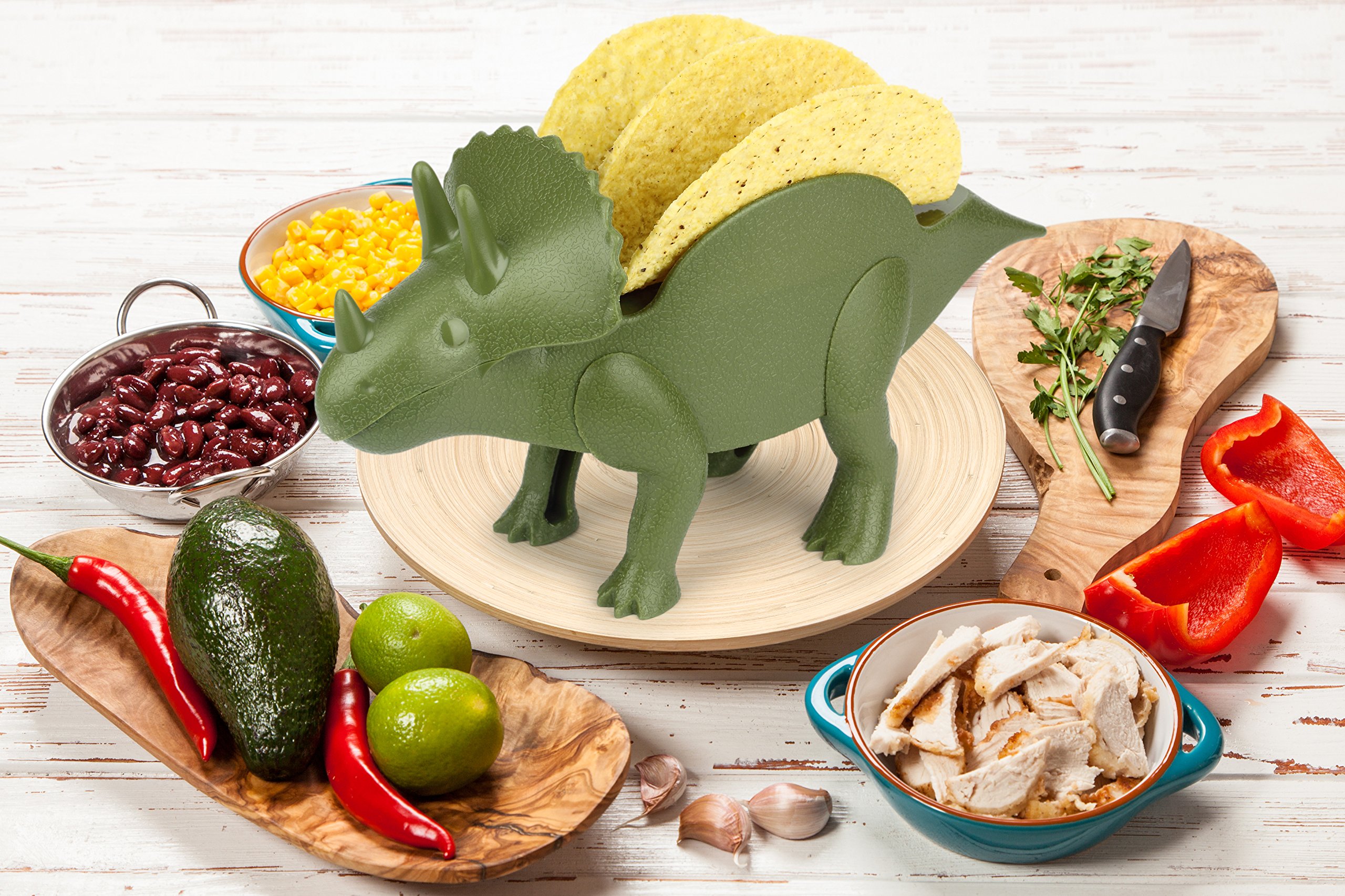 Funwares Original Tricerataco - The Ultimate Dinosaur Taco Holder, Fun and Practical White Elephant Gift, Hold 2 Tacos