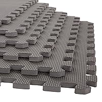 EVA Foam Mat Tiles 24-Pack - 96 SQ FT of Interlocking Padding for Garage, Playroom, or Gym Flooring - Exercise Mat or Baby Playmat by Stalwart (Gray)