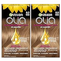 Garnier Hair Color Olia Ammonia-Free Brilliant Color Oil-Rich Permanent Hair Dye, 8.0 Medium Blonde, 2 Count (Packaging May Vary)