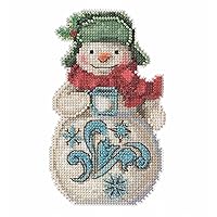 Snowman with Cocoa Counted Cross Stitch Ornament Kit Mill Hill 2021 Jim Shore JS202114,multi