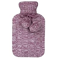 samply Hot Water Bottle with Knitted Cover, 2L Hot Water Bag for Pain Relief, Menstrual Cramps, Hot and Cold Compress, Hand Feet Warmer, Bed Warmer, Hot Bottle Water Bag for Kids, Men & Women, Purple