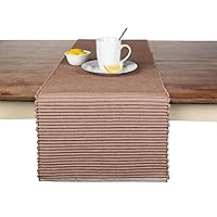 Table Runner Cotton Farmhouse Boho 14 in x 72 in, Table Décor for Kitchen or Dining, Tan Cloth Woven Ribbed Table Runners, Oeko-Tex Cotton