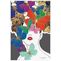 Empire Art Direct Fashion Woman Wall Art Printed on Unframed Free Floating Tempered Glass Panel,Ready to Hang,Living Room, Bedroom ＆ Office,48 x 32 Inches