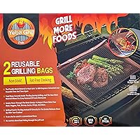 Set of 2 Reusable Grilling Mesh Bags - Non Stick - Easy to Clean - Safe to use on Electric, Gas & Charcoal Grill