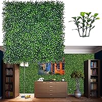 Artificial Grass Wall Backdrop Panels,20X20 in 24P UV-Anti Greenery Boxwood Panels for Indoor Outdoor Green Wall Decor & Ivy Fence Covering Privacy