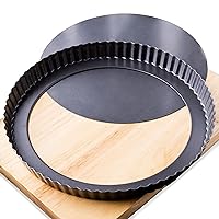Tart Pan 9 Inch Removable Bottom- Carbon Steel Quiche Pan, Rust & Temperature Resistant Quiche Baking dish 550-600 °F- Non-Stick, Sturdy & Dishwasher Safe- Perfect for Baking Tarts