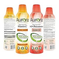 Aurora Nutrascience Mega-Liposomal Vitamin C & NAD+/Resveratrol, Gluten Free, Non-GMO, Sugar Free, Organic Fruit Flavor (16 oz.)