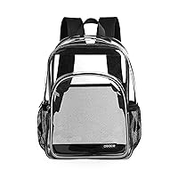 Black Clear Backpack Heavy Duty,Clear Bag Stadium Approved,PVC Transparent Clear Book Bag with Adjustable Shoulder Straps and Front Accessory Pocket for Security Work Concert Festival Travel