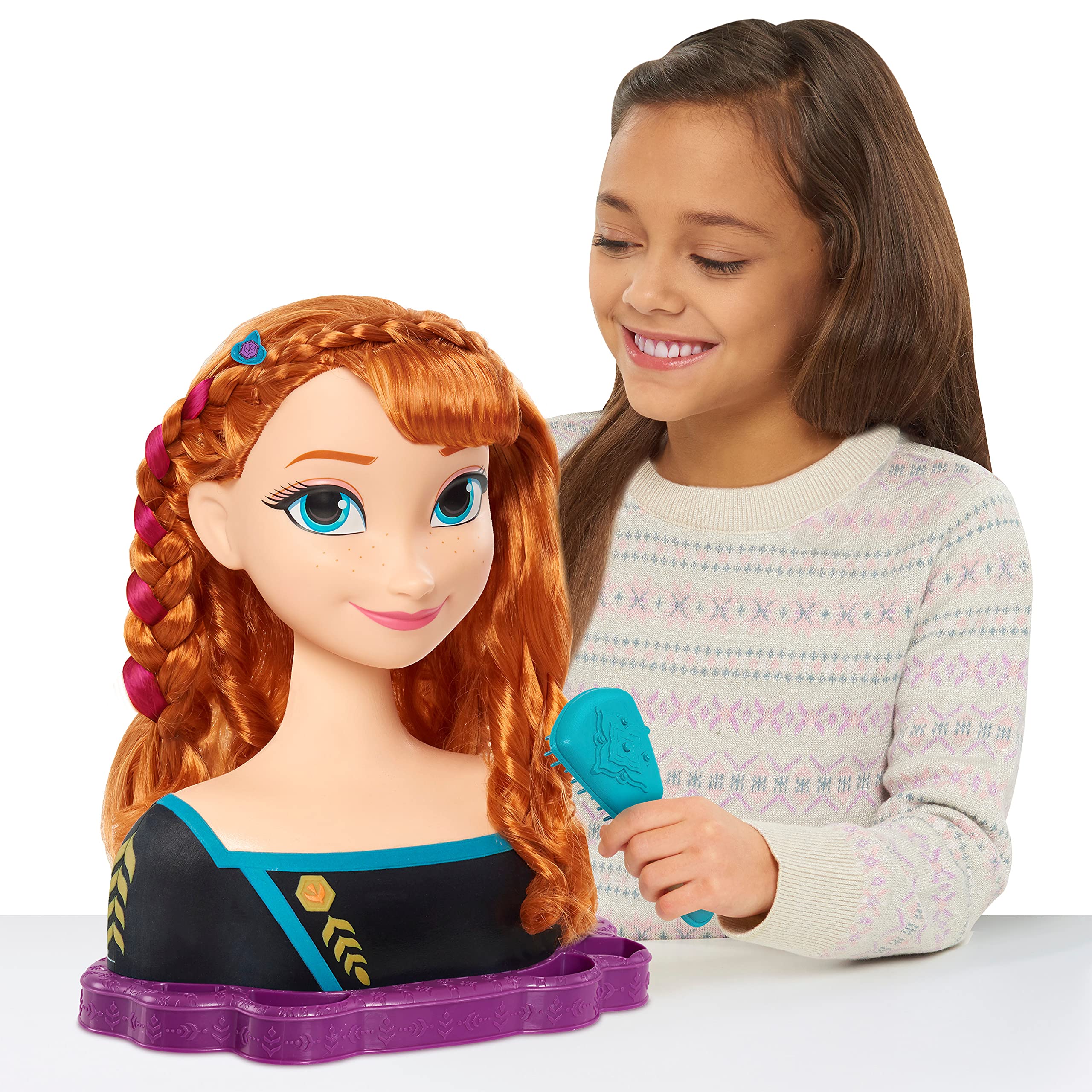 Disney’s Frozen 2 Queen Anna Deluxe Styling Head, 18-pieces, by Just Play, Multi-color