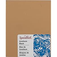 Speedball 4307 Premium Mounted Linoleum Block – Fine, Flat Surface for Easy Carving, Smoky Tan, 4 x 5 Inches