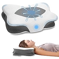 Anvo Cervical Pillow for Neck Pain Relief - Memory Foam Pillow for Neck and Shoulder Pain - Neck Pillows for Pain Relief Sleeping - Ergonomic Pillow for Side Back Stomach Sleeper - Grey Standard Firm