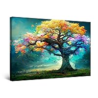 Startonight Canvas Wall Art Abstract - Fairy Tree Rainbow Colored Painting - Artwork Print for Bedroom 24