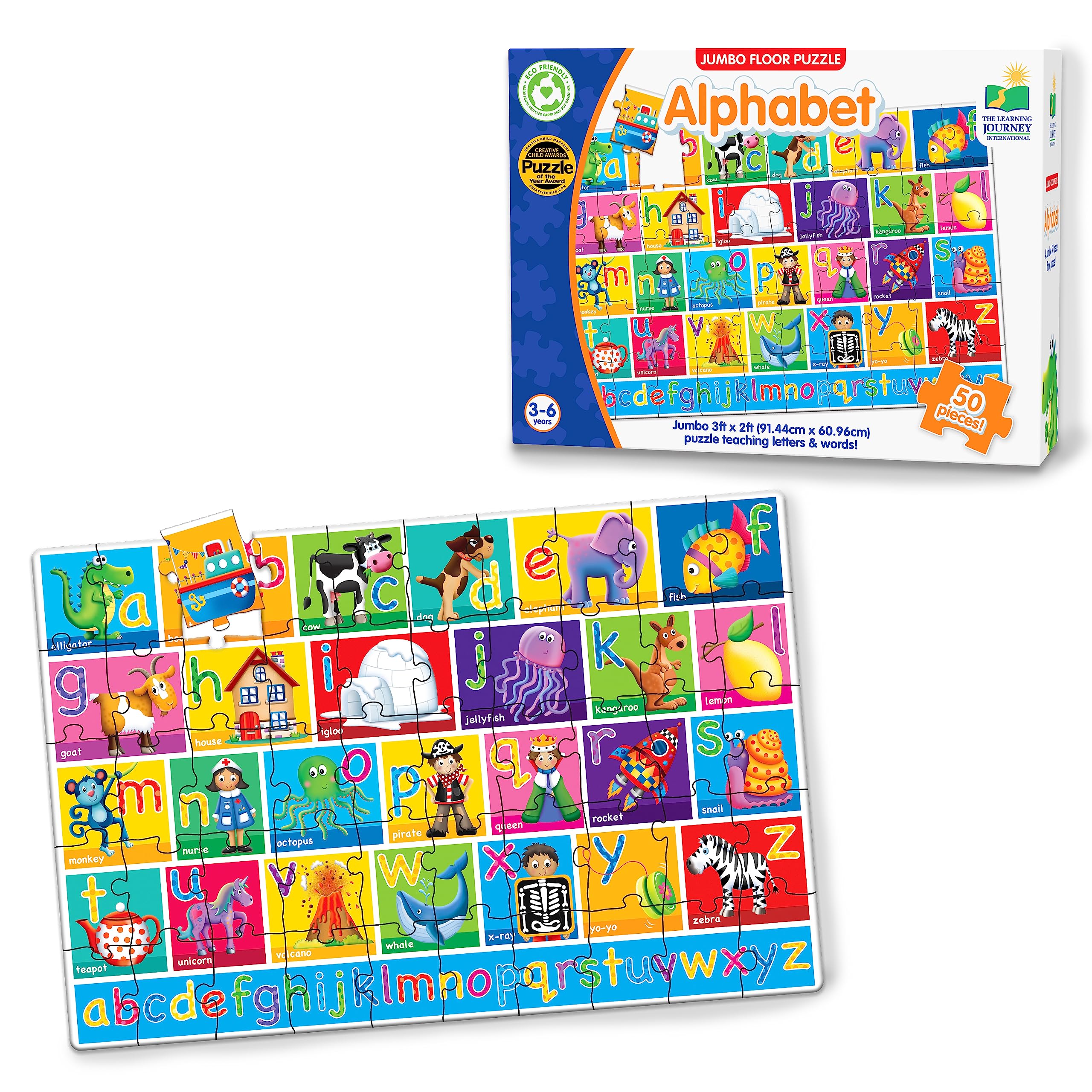 The Learning Journey: Jumbo Floor Puzzles - Alphabet - Extra Large Puzzle Measures 3 ft by 2 ft - Preschool Toys & Gifts for Boys & Girls Ages 3 and Up (436318)