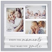 Malden International Designs Enjoy The Moments That Make You Smile 4x6 5x7 3 Opening Gray and White Shutter Wall Collage Frame,3460-30