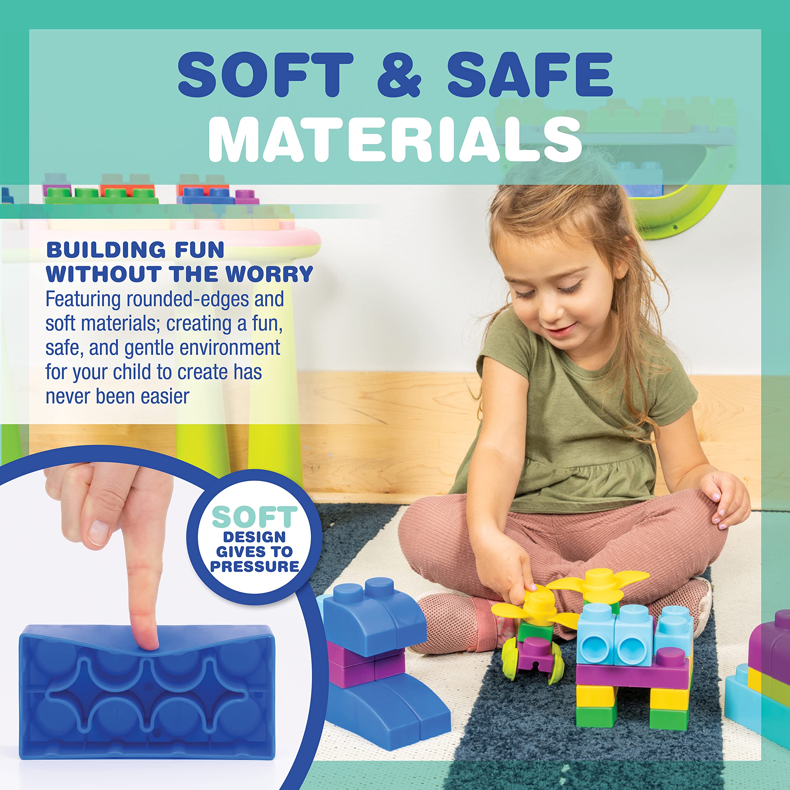UNiPLAY Plus Soft Building Blocks — Creativity Toy, Educational Play, Cognitive Development, Early Learning Stacking Blocks for Infants and Toddlers, Primary (42-Piece Set)