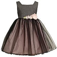 Bonnie Jean Little Girls' Dress Tweed Bodice and Tulle Skirt Dress With Flowers And Organza Bow