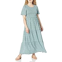 Maggeer Womens 2024 Summer Spring Smocked Wedding Guest Maxi Dress Casual Short Sleeve Floral Boho Flowy Long Dress