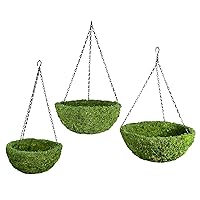 (29320) MossWeave Hanging Basket - Round, Fresh Green, Set of 3 (S/M/L)