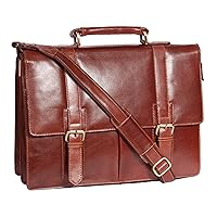 Mens Real Leather Briefcase Laptop Shoulder Work Satchel Bag Ollie Brown