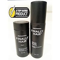 Hair Building Fiber - 28g Bottle & 120ml 4.1 Oz. Bottle of Fiber Lock Spray. Thickening and Covering Thin Hair Loss (Dark Salt & Pepper - Special Soft Black White Mix)