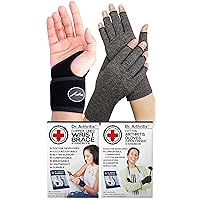 Bundle: Copper Lined Wrist Support + Compression Arthritis Gloves (XL)