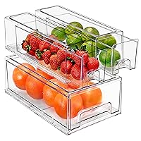 Sorbus Fridge Drawers - Clear Stackable Pull Out Refrigerator Organizer Bins - Food Storage Containers for Kitchen, Freezer, Vanity & Fridge (3 Pack | 1 Medium, 2 Small Stackable Drawer Bins)