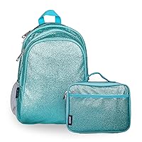 Wildkin 15 Inch Kids Backpack Bundle with Lunch Box Bag (Blue Glitter)