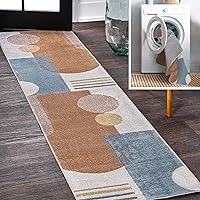 WSH306A-28 Slinger Modern Contemporary Collage Machine-Washable Cream/Multi 2 ft. x 8 ft. Runner Rug, Coastal, Contemporary, Modern for Bedroom, Living Room, Kitchen, Entryway/Hallway