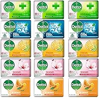 Peaceful Squirrel Dettol Anti-Bacterial Hand and Body Soap, Variety 15-Pack, 5 Scents, Original, Skincare, Fresh, Cool, Re-energize 100g Each