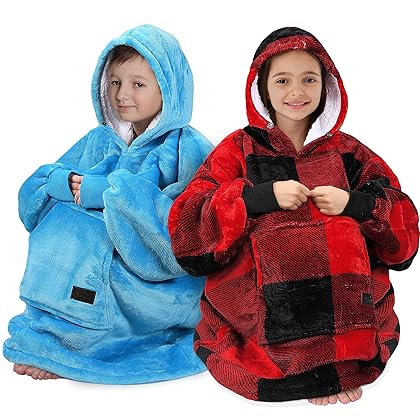 Catalonia Blanket Hoodie for Kids, Oversized Wearable Sherpa Sweatshirt Pullover for Teens Youth, Gift Idea