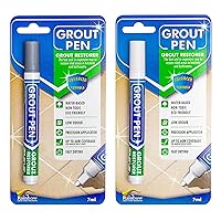 Grout Pen Tile Paint Marker: Waterproof Grout Colorant and Sealer Pen to Renew, Repair, and Refresh Tile Grout - Cleaner Coating Stain Pens - 2 Pack, 5mm Narrow Grey and 5mm Narrow White Tip
