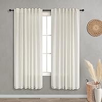 KOUFALL Natural Linen Curtains 63 Inch Length 2 Panels for Bedroom,Sheer Window Curtains Living Room Drapes Set with Rod Pocket and Back Tab,52x63 Inches Long,Cream Beige