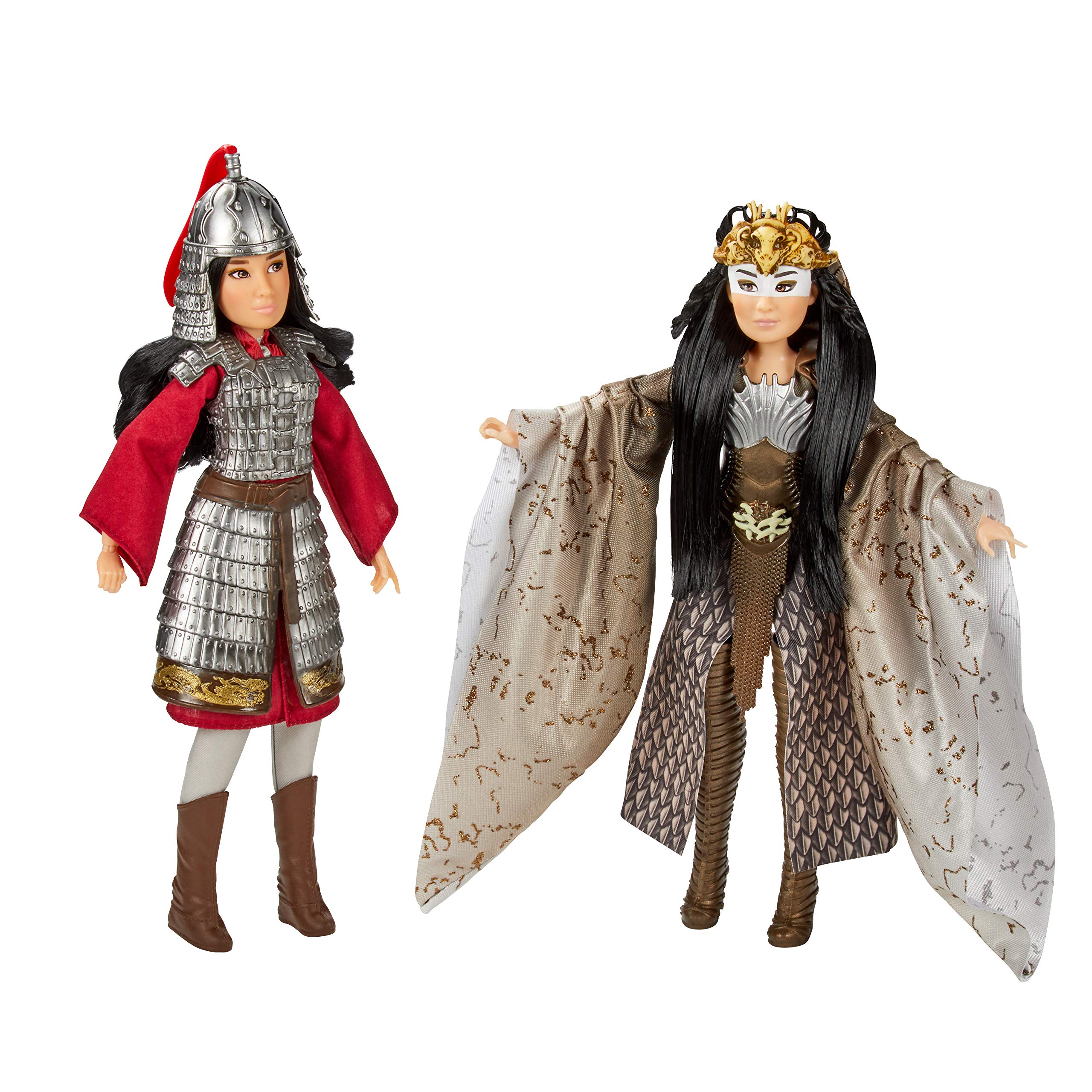 Disney Mulan and Xianniang Dolls with Helmet, Armor, and Sword, Inspired by Disney's Mulan Movie, Toy for Kids and Collectors
