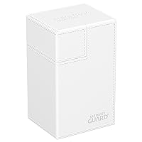 Ultimate Guard Flip 'n' Tray 80+, Deck Case for 80 Double-Sleeved TCG Cards + Dice Tray, White, Independent Magnetic Closure & Microfiber Inner Lining
