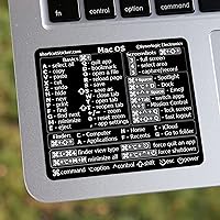 Synerlogic (Universal) Mac OS Reference Keyboard Shortcut Sticker, No-Residue Laminated Vinyl - for Any MacBook Air/Pro/iMac/Mini (Black)