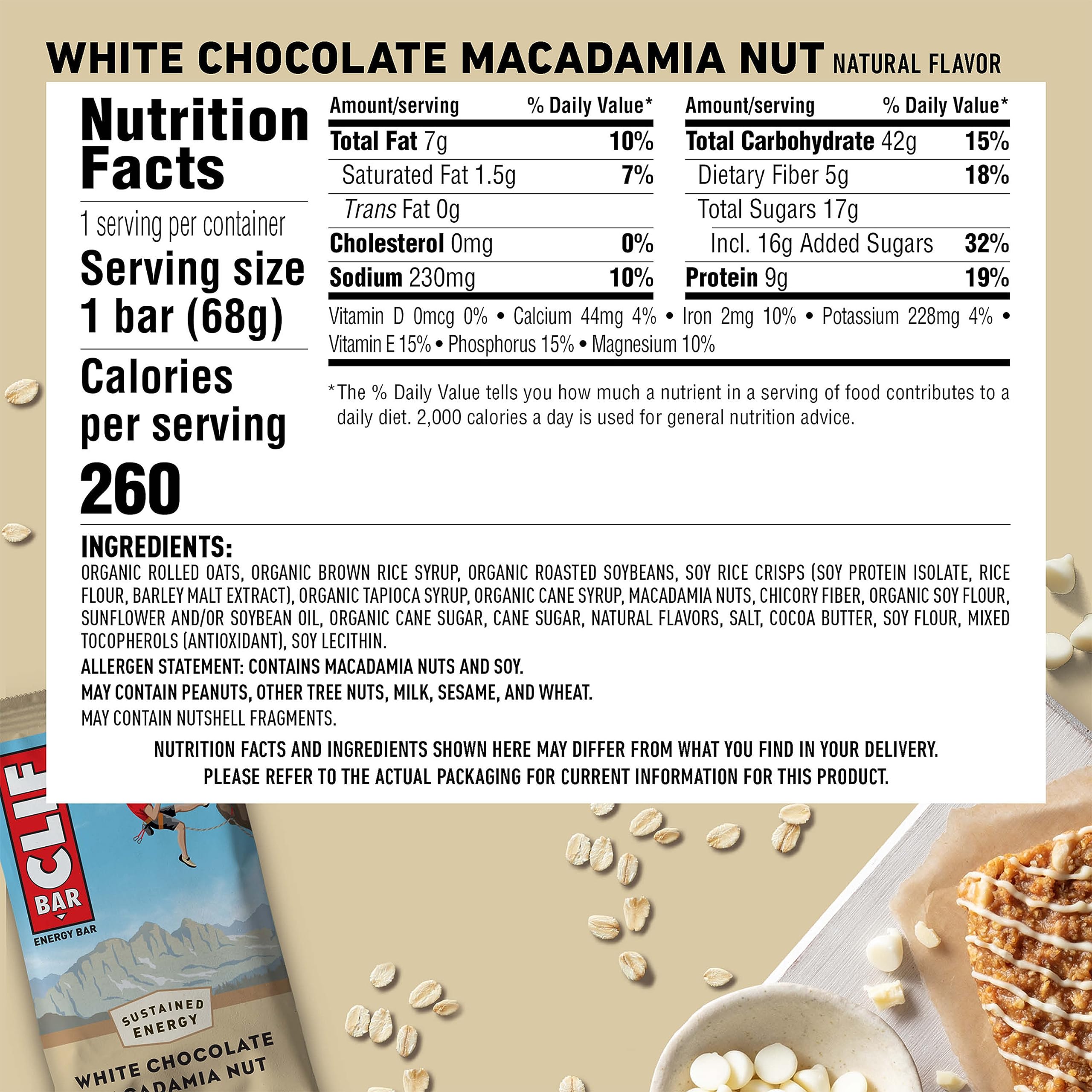 CLIF BAR - White Chocolate Macadamia Nut - Energy Bars - 2.4 oz. (18 Pack)