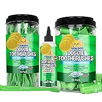 Bodhi Dog 50 Count Long Toothbrushes + 50 Count Finger Toothbrushes + Dental Gel Bundle