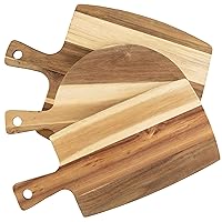 Cutting Boards for Kitchen - 3-Piece Acacia Wood Cutting Board Set with Handles - For Chopping, Prepping, Serving, and Charcuterie by Classic Cuisine